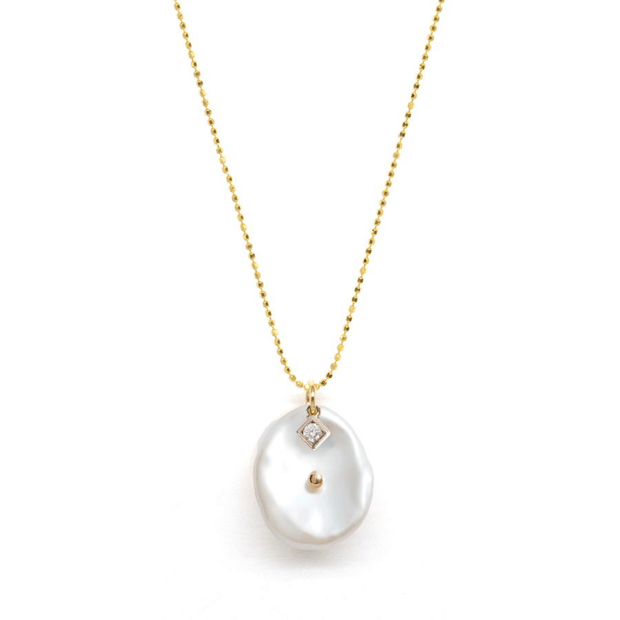 Petal Pearl and Diamond Pendant