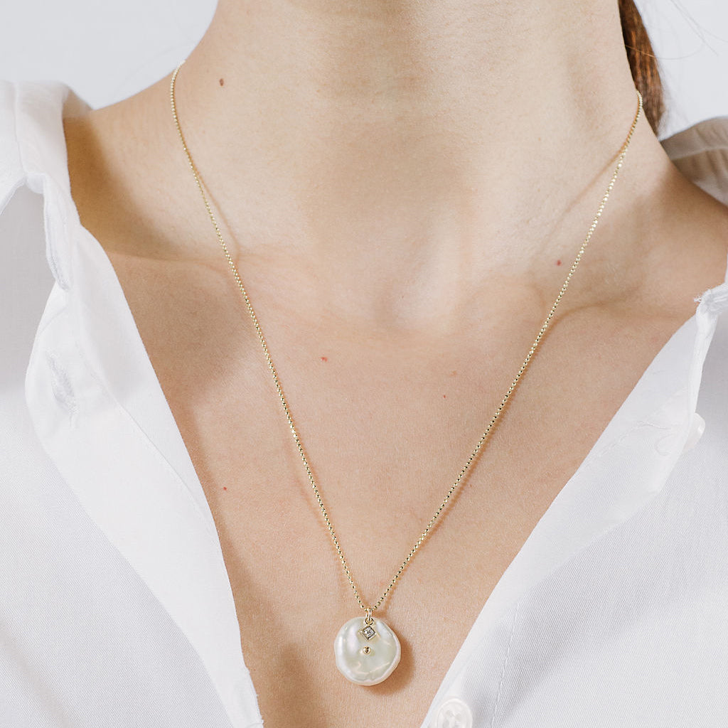 Petal Pearl and Diamond Pendant