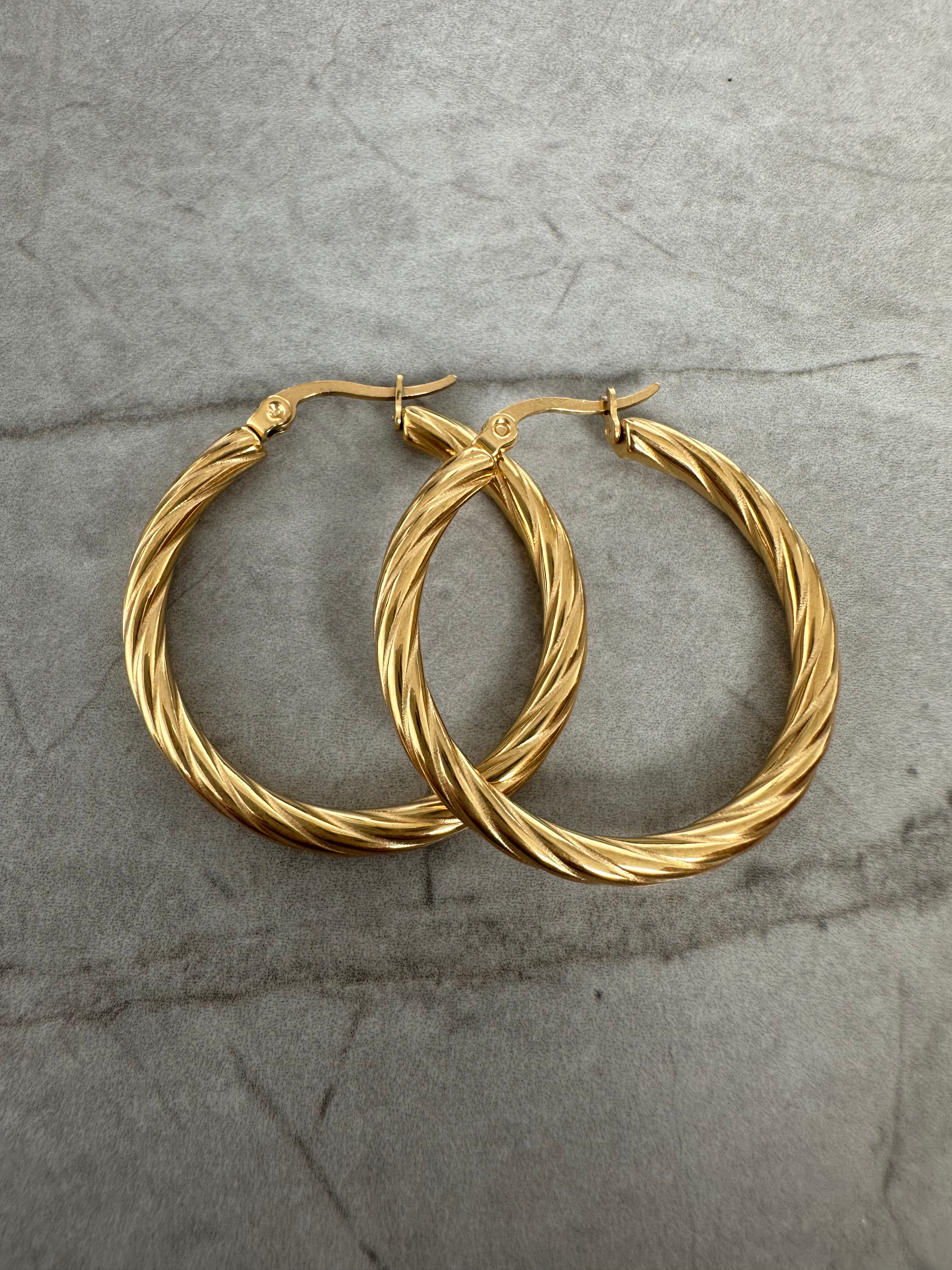 Large Croissant Twist Hoops