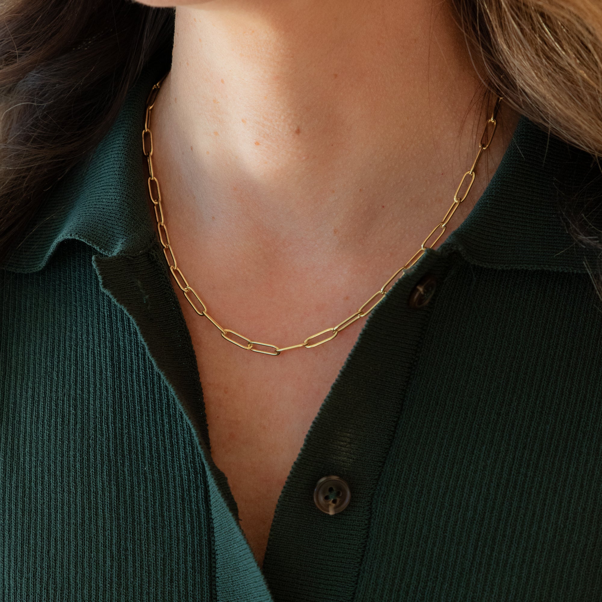 Roberts Paperclip Chain Necklace Gold