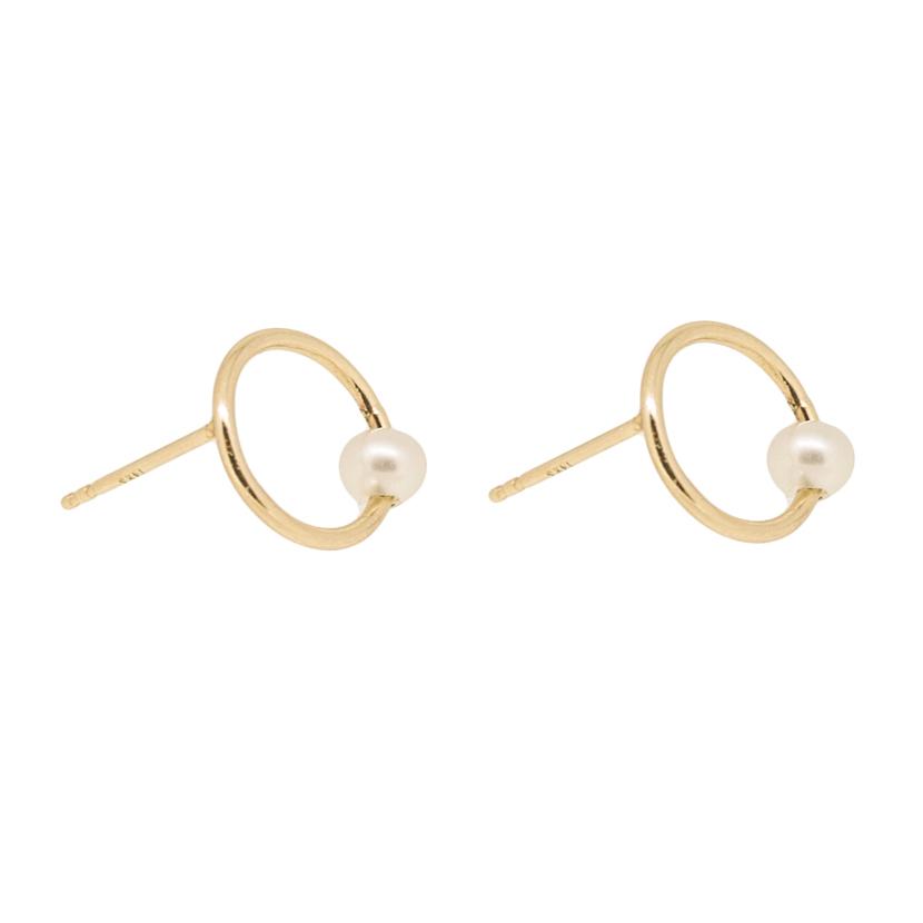 Baby Pearl Circle Stud Earrings