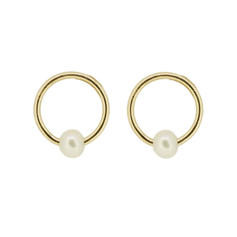 Baby Pearl Circle Stud Earrings